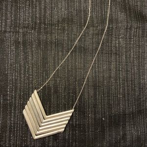Bold Arrow Bar Silver Tone Necklace
